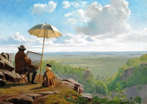 स्वीडन के स्केलेन में अर्ली मॉर्निंग। कलाकार एक छत्र के नीचे काम कर रहा है द्वारा लॉरिड्स विल्हेम पट्टा